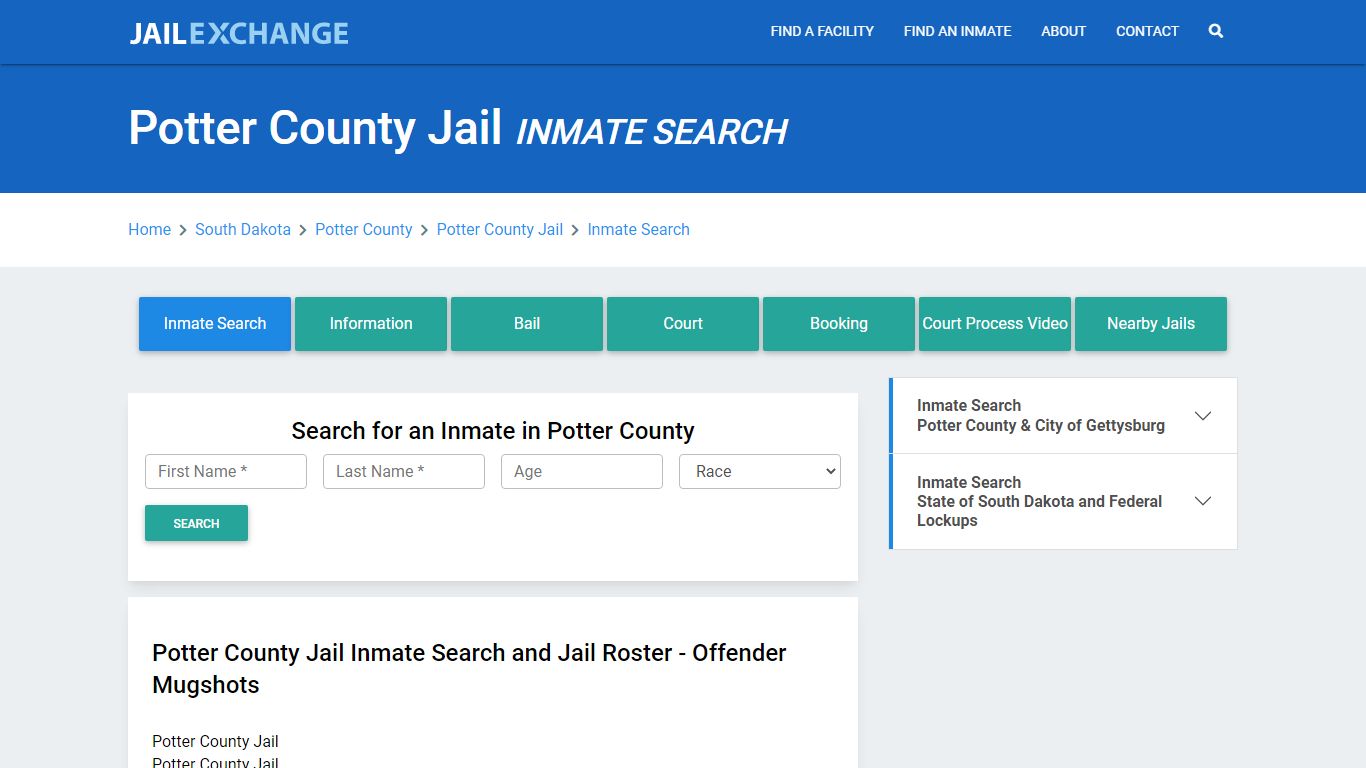 Potter County Jail, SD Inmate Search: Roster & Mugshots