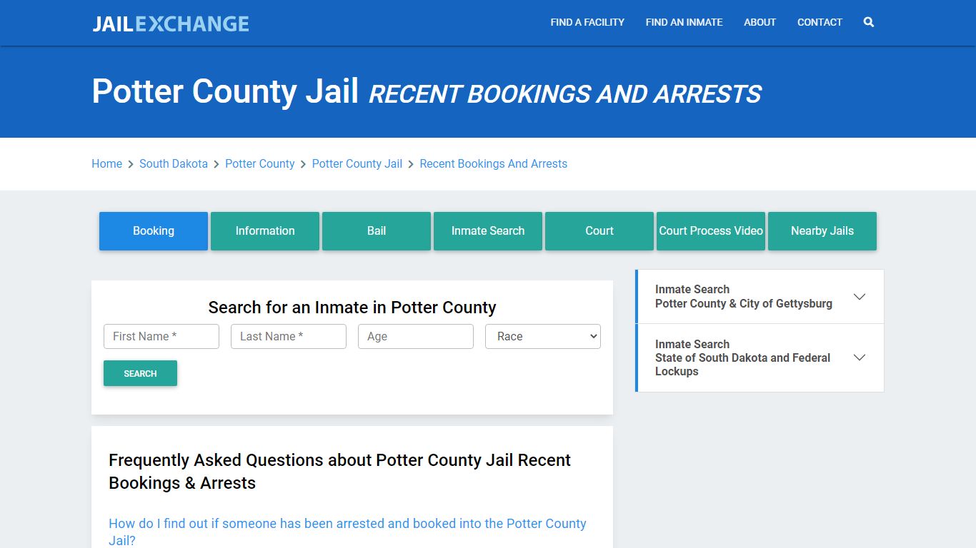 Potter County Jail Recent Bookings And Arrests - Jail Exchange