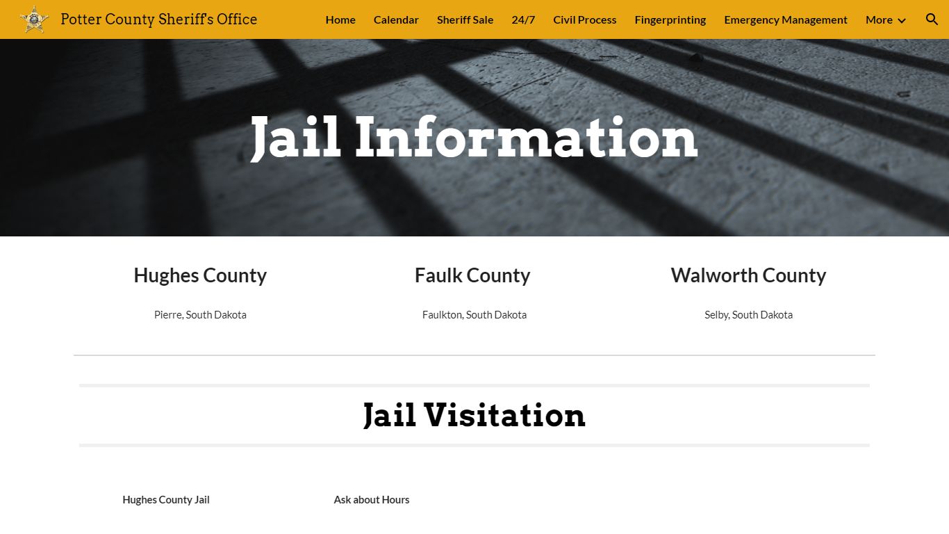 Potter County Sheriff's Office - Jail Information - sdpcso