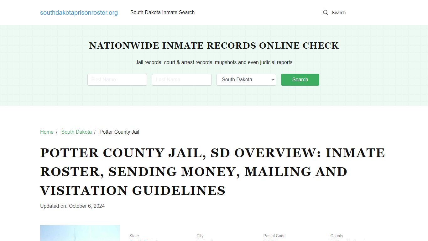 Potter County Jail, SD: Offender Search, Visitation & Contact Info